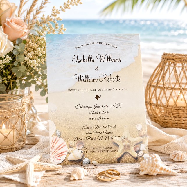 Moderne Hochzeit des tropischen Strandes Einladung (Von Creator hochgeladen)