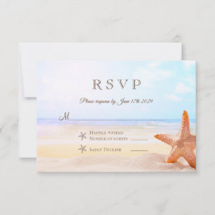 Moderne Hochzeit des tropischen Strandes RSVP Karte