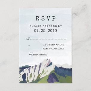Moderne Hochzeit des Waldes in den Bergen RSVP Karte