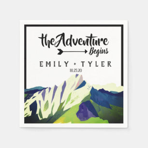 Moderne Hochzeit des Waldes in den Bergen Serviette