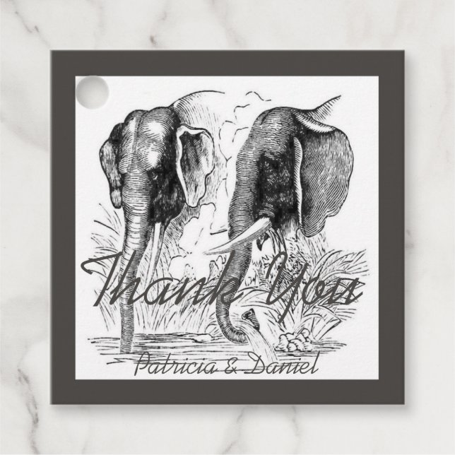 Moderne Hochzeit Elephant Vielen Dank Geschenkanhänger (Vorderseite)