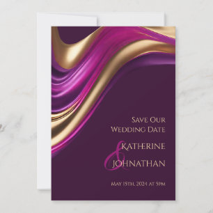 Moderne Hochzeit - Foto-Lila Fuchsia und Gold- Save The Date