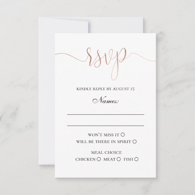Moderne Hochzeit Gold. Elegant, schlicht minimalis RSVP Karte (Vorderseite)