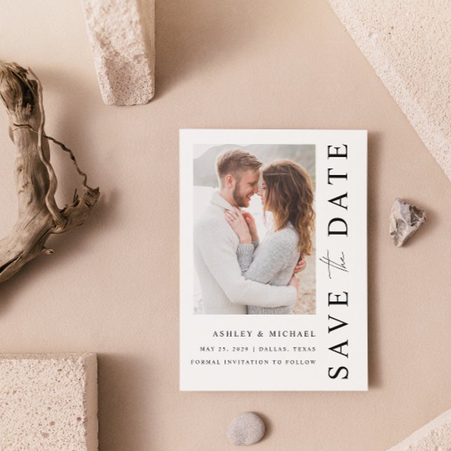Moderne Hochzeit im Blush Foto Save The Date (Save Your Date in Style! Elegant & Personalizable Wedding Card. 💍💌 [Add Details])
