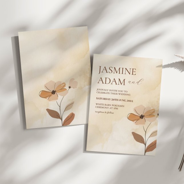 Moderne Hochzeit im Boho Blumen Herbst Einladung (Von Creator hochgeladen)