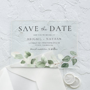 Moderne Hochzeit im Grünen retten das Datum Acryleinladungen