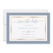 Moderne Hochzeit in Blau und Gold
