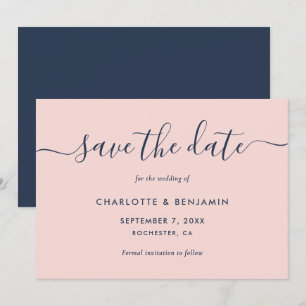 Moderne Hochzeit in Blau und Rot Save The Date
