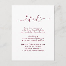Moderne Hochzeit in Burgund Begleitkarte
