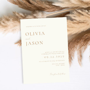 Moderne Hochzeit in Elfenbein und Tan Einladung