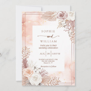 Moderne Hochzeit in goldfarbenem Rose Einladung