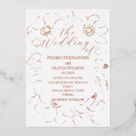 Moderne Hochzeit in Goldflorengold Folieneinladung