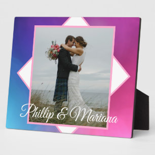 Moderne Hochzeit in Rosa und Blau Fotoplatte