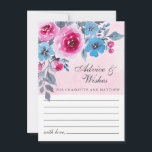 Moderne Hochzeit in Rosa und Blau Hinweiskarte<br><div class="desc">Romantische und moderne Hochzeitsratgeber & Wunschkarte mit floralen Aquarellfarben auf hellrosa Hintergrund.</div>