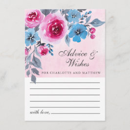 Moderne Hochzeit in Rosa und Blau Hinweiskarte