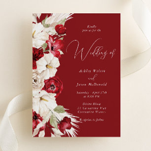 Moderne Hochzeit in Rot und Weiß Einladung