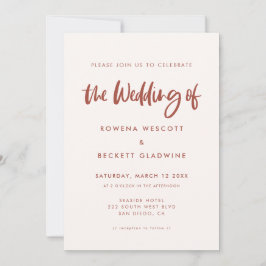 Moderne Hochzeit in schneerosa Einladung