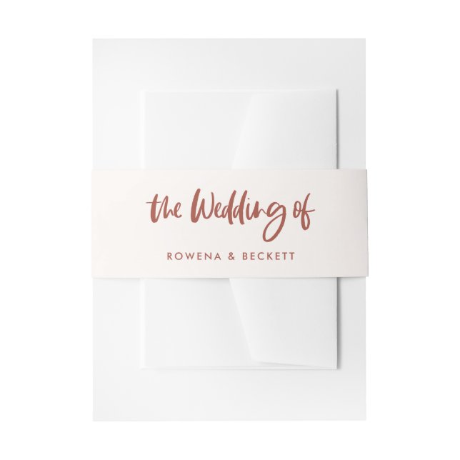 Moderne Hochzeit in schneerosa Einladungsbanderole (Vorderseite Beispiel)