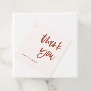 Moderne Hochzeit in schneerosa Geschenkanhänger