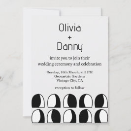 Moderne Hochzeit in Schwarz und Weiß Einladung