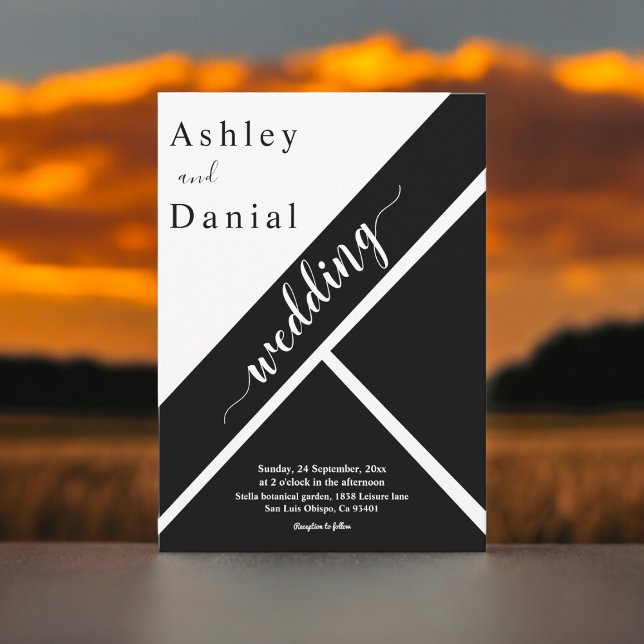 Moderne Hochzeit in Schwarz und Weiß Einladung (Von Creator hochgeladen)