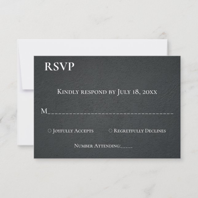Moderne Hochzeit in Schwarz und Weiß RSVP Karte (Vorderseite)