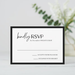 Moderne Hochzeit in Schwarz und Weiß RSVP Karte