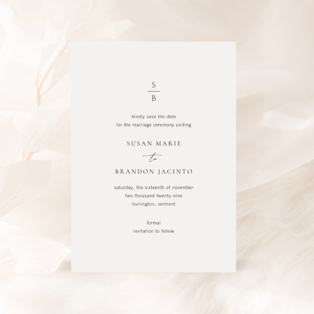 Moderne Hochzeit in Schwarz und Weiß Save The Date (Von Creator hochgeladen)