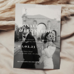 Moderne Hochzeit in Schwarz-Weiß-Foto Einladung