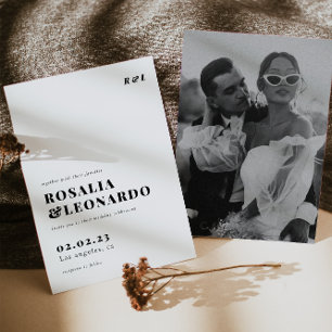 Moderne Hochzeit in Schwarz-Weiß-Foto Einladung