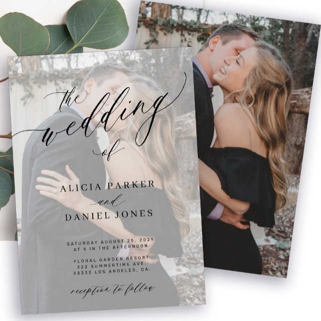 Moderne Hochzeit in Schwarz-Weiß-Foto Einladung (Von Creator hochgeladen)