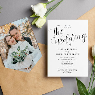 Moderne Hochzeit in Schwarz-Weiß-Foto Einladung