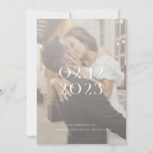 Moderne Hochzeit in Schwarz-Weiß-Foto Einladung