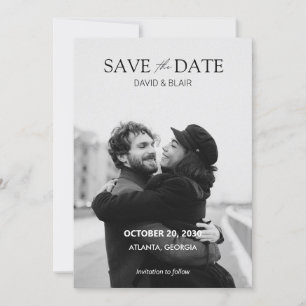 Moderne Hochzeit in Schwarz-Weiß-Foto Save The Date