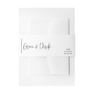 Moderne Hochzeit in Schwarz-Weiß für Grace Einladungsbanderole