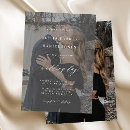 Moderne Hochzeit in Schwarz/Weiß mit Foto Einladung