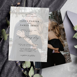 Moderne Hochzeit in Schwarz/Weiß mit Foto Einladung