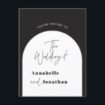 Moderne Hochzeit in Schwarz/Weiß Postkarte<br><div class="desc">Hochzeit moderner Schrift mit schwarz-weißer Schrift</div>
