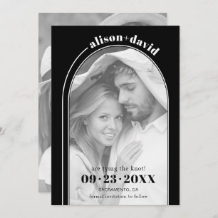 Moderne Hochzeit in Weiß und Foto Save The Date