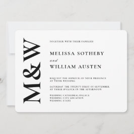 Moderne Hochzeit kühl schwarz und weiß Einladung