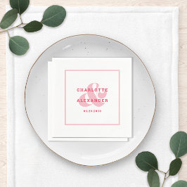 Moderne Hochzeit Magenta Rote Ampersandbrücke & Gr Serviette