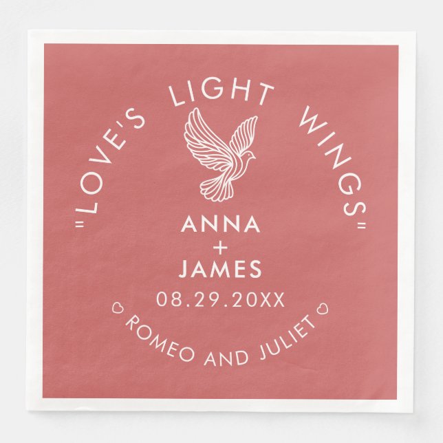 Moderne Hochzeit Minimalistisch Elegante Romeo und Serviette (Vorderseite)