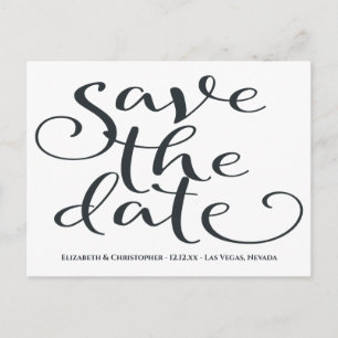 Moderne Hochzeit Minimalistisch Save the Date grau Postkarte