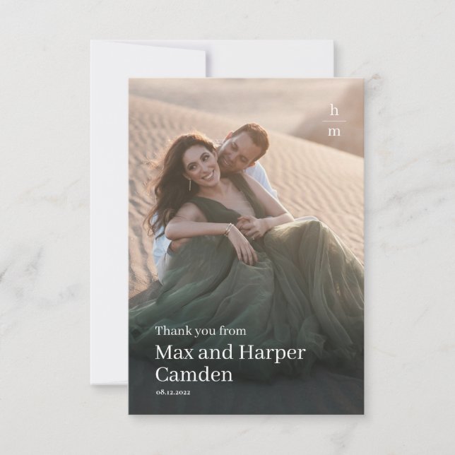 Moderne Hochzeit Minimalistischer Foto Dankeskarte (Vorderseite)