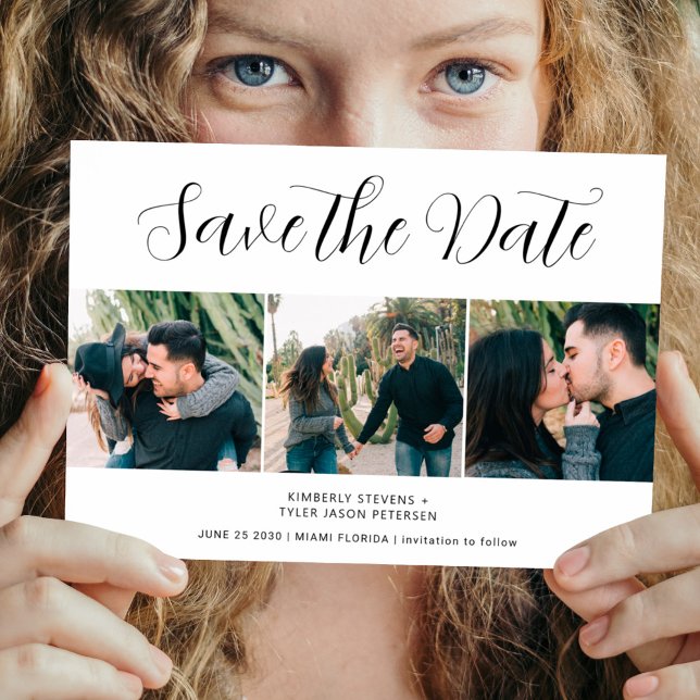 Moderne Hochzeit mit 3 Fotos Save The Date (Von Creator hochgeladen)