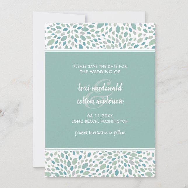 Moderne Hochzeit mit Abstrakter Blüte Save The Date (Vorderseite)