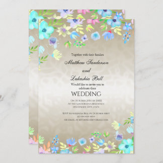 Moderne Hochzeit mit Aquamarinen Blume Einladung