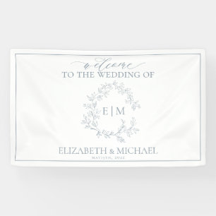 Moderne Hochzeit mit blauem Wappen Banner