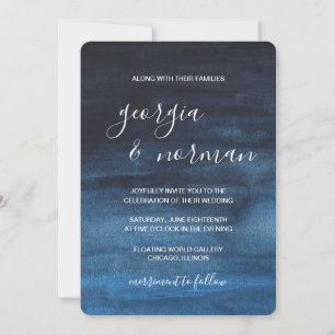 Moderne Hochzeit mit blauem Wasser Einladung