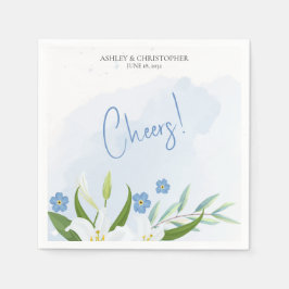 Moderne Hochzeit mit blauer Flora Serviette